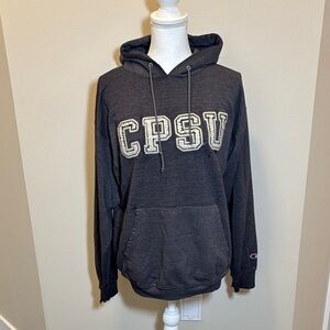 Vintage Champion Black CPSV Hoodie with Front Pocket